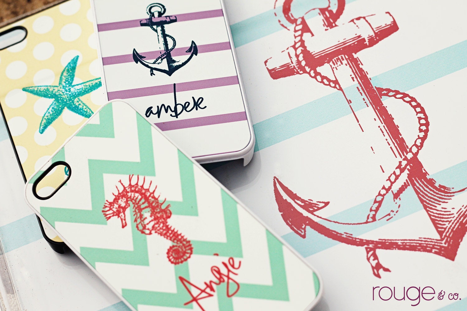 snap-on monogrammed phone cover - SEASIDE COLLECTION - iPhone or Samsung Galaxy