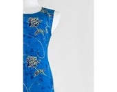 90s Floral Silk Sundress / 1990s Aqua Chiffon Maxi Tank Dress / Small to Medium
