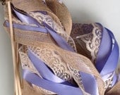 Wedding Wands: Set of 50 Triple Ribbon Lace and Burlap Jute Ribbon Bells Streamers Birthday Party Gold Silver