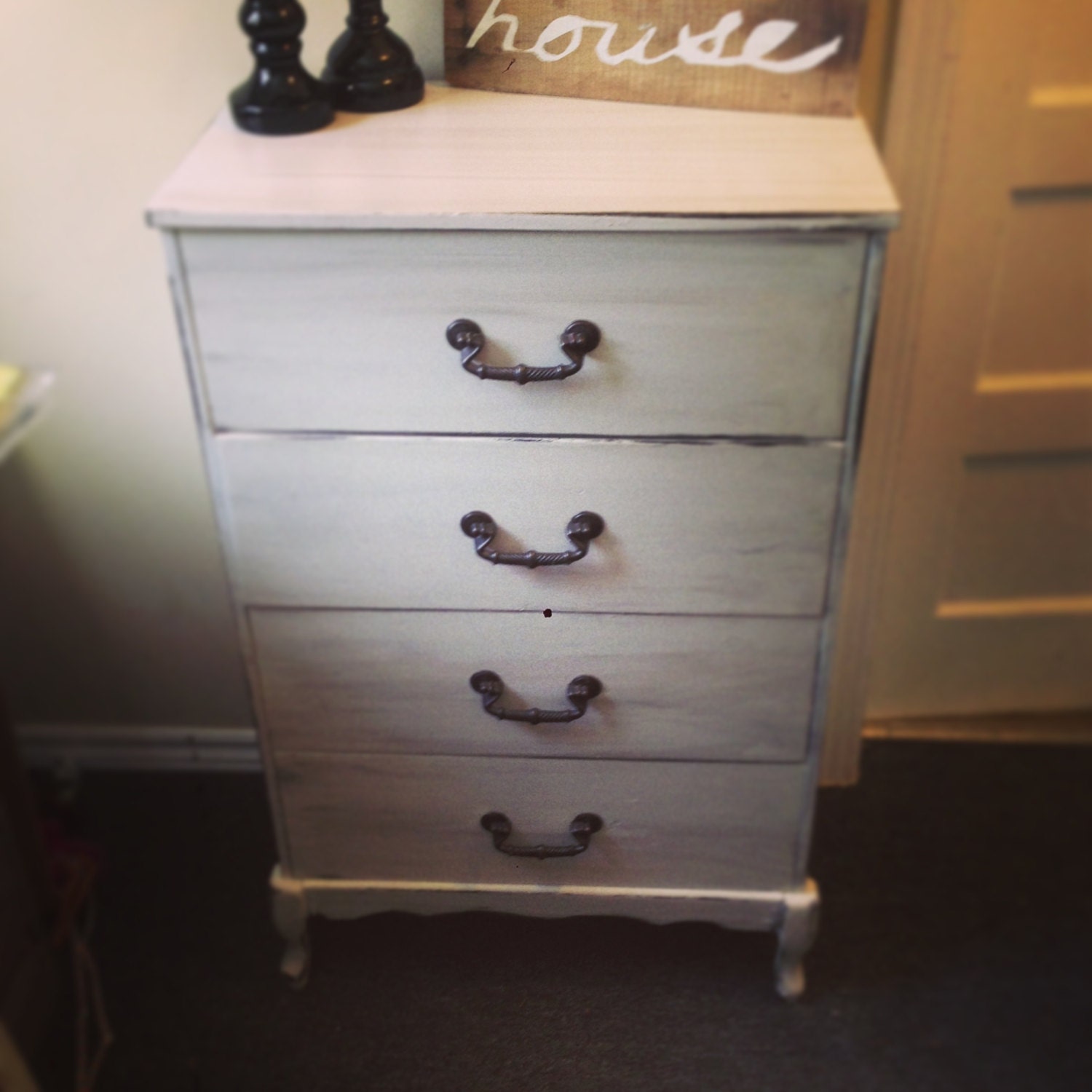 Antique White Tall boy dresser