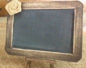 Rustic Shabby Chic CHALKBOARD Sign - 4x6 Size with Cute Burlap Flower - Natural or Rustic Stain