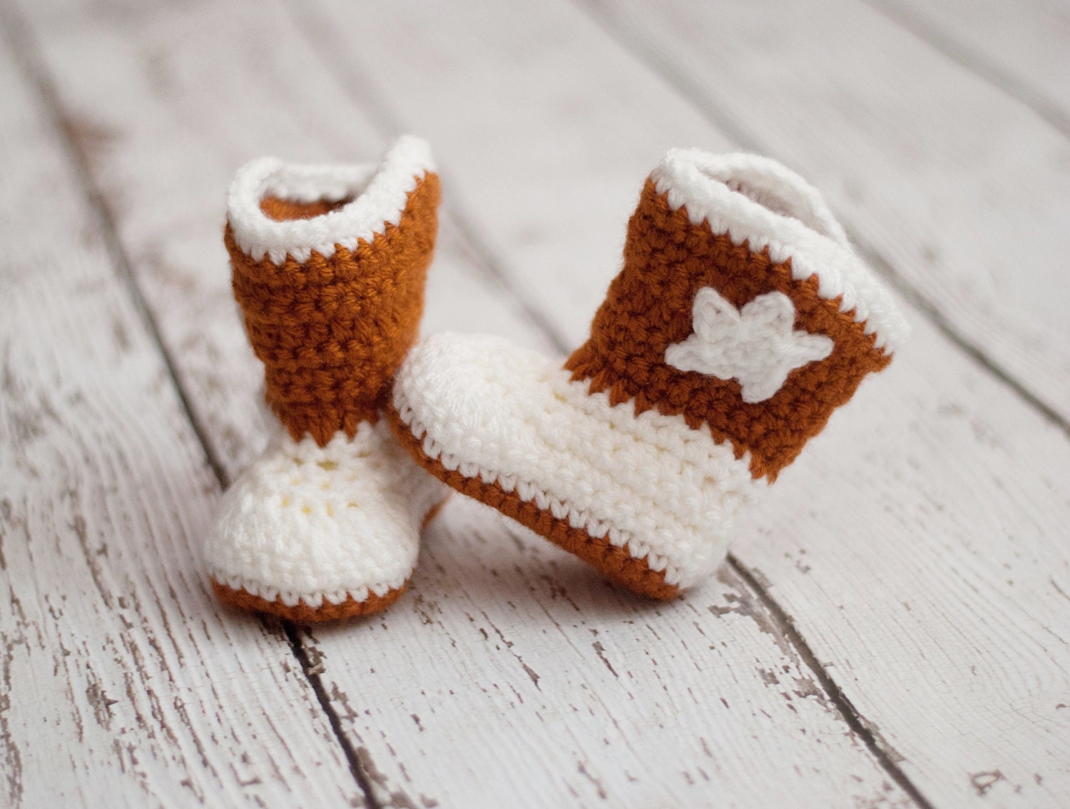 Longhorn Baby Boots, Crochet Baby Booties, Cowboy Boots, Infant Sizes, Newborn to 12 Months, Made to Order