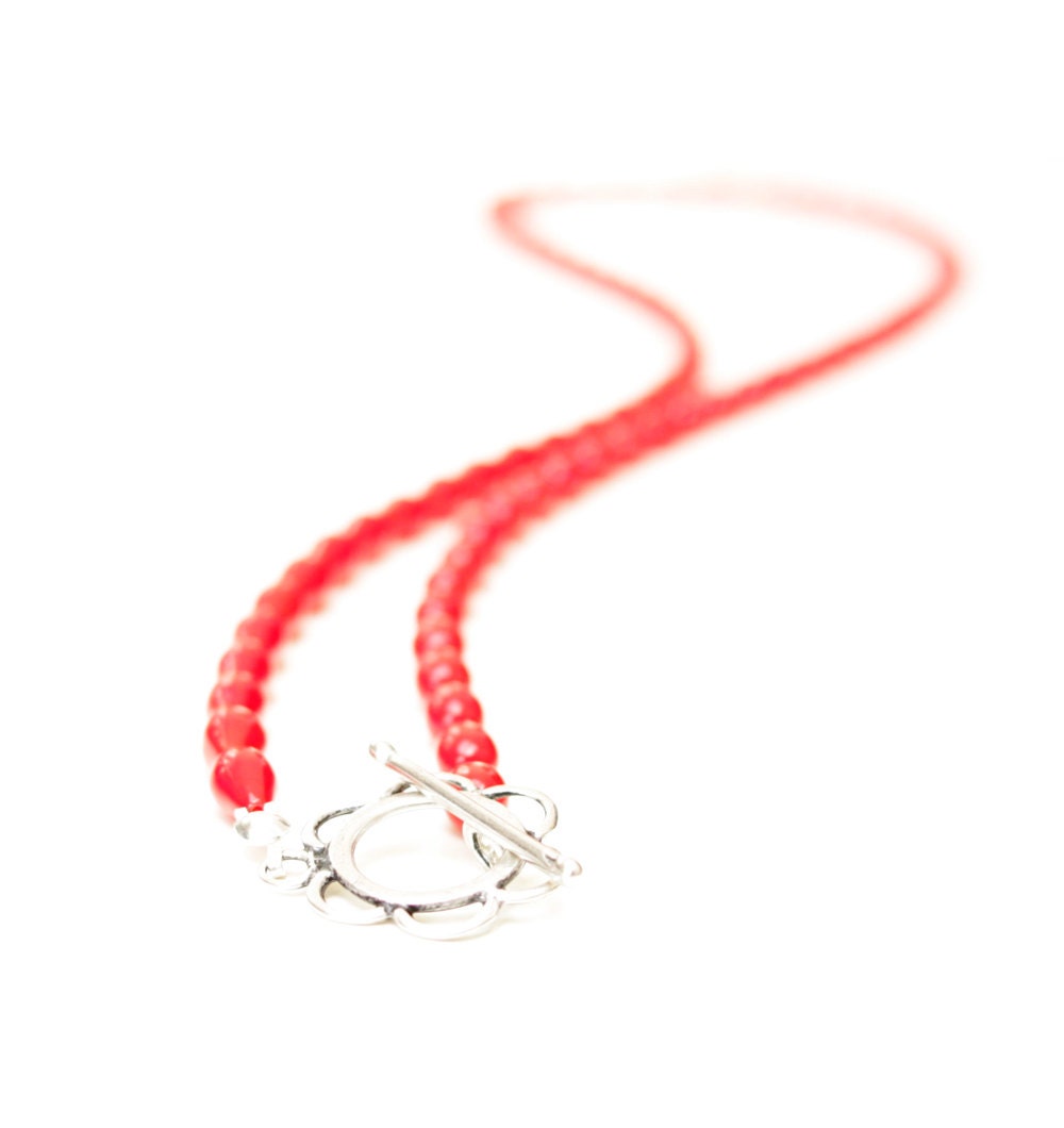 Coral necklace. Red Necklace, Bamboo Coral Long Necklace. Fine Italian Jewelry