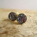 Tiny Druzy Earrings Peacock Drusy Quartz Studs Gold Vermeil Bezel Set