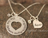 Mother and Daughter Necklace Set The love between mother & daughter is forever Sterling Silver Hand Stamped
