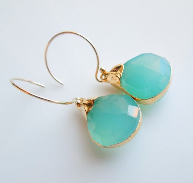 Aqua Chalcedony Earrings