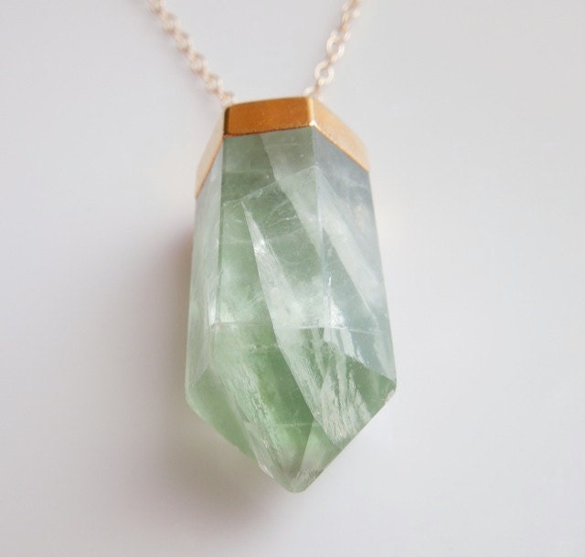 Quartz Necklace in Sage Green