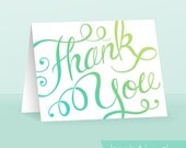 Hand Lettered Thank You Card -Teal Ombre PDF