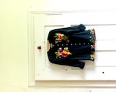 applique black sweater.romantic Funky Eco Short jacket,  100 % cotton