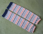 Chevron Leg Warmers - Navy, Blue, Neon Orange Chevron Zig Zag on Taupe, baby legs, baby boy or girl, baby shower gift, arm warmers, leggings