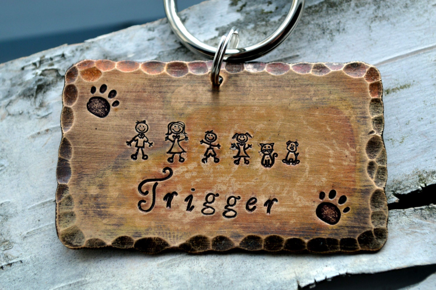 Dog Tag - My Family - Stick Family LARGE Breed Dogs 1.25" x 2"
