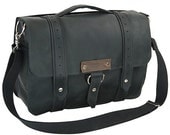 SALE 15" Leather Laptop Bag New: Classic Black Color - Voyager Style  - Handmade in the U.S.A. -