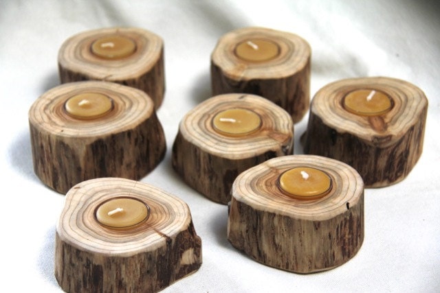 cedar light - ONE tealight holder made from a fallen cedar log