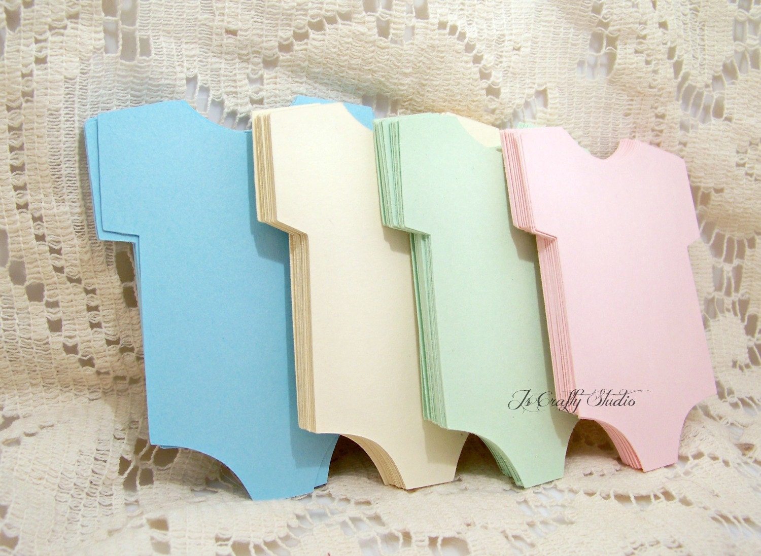 18 Die Cut Baby Onesie Tags Your Choice Color