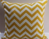 Slub Yellow and White Zig Zag Chevron Indoor Outdoor 18" Pillow Cover