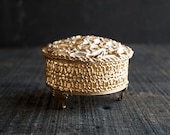 Vintage Gold Jewelry Box- Rustic Victorian Mid Century