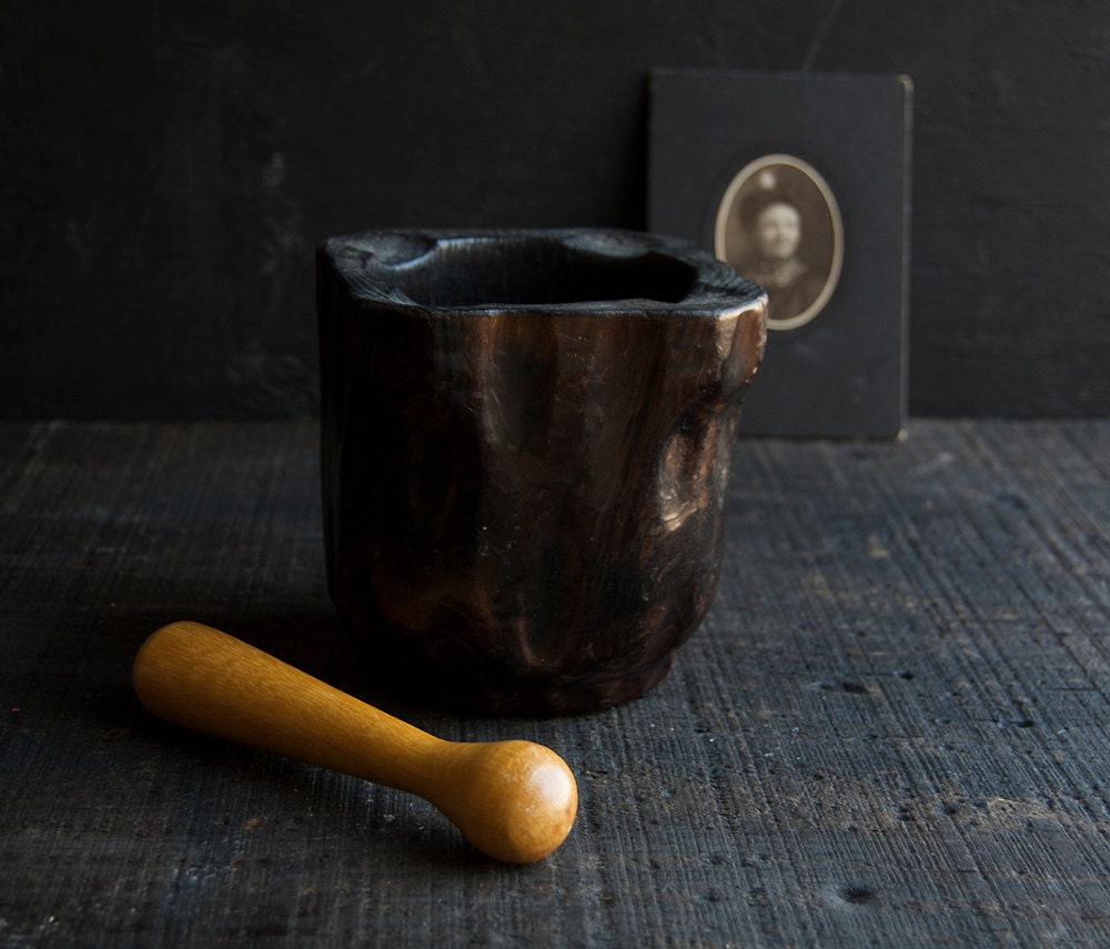 Mortar and Pestle - Vintage Victorian Rustic Wooden
