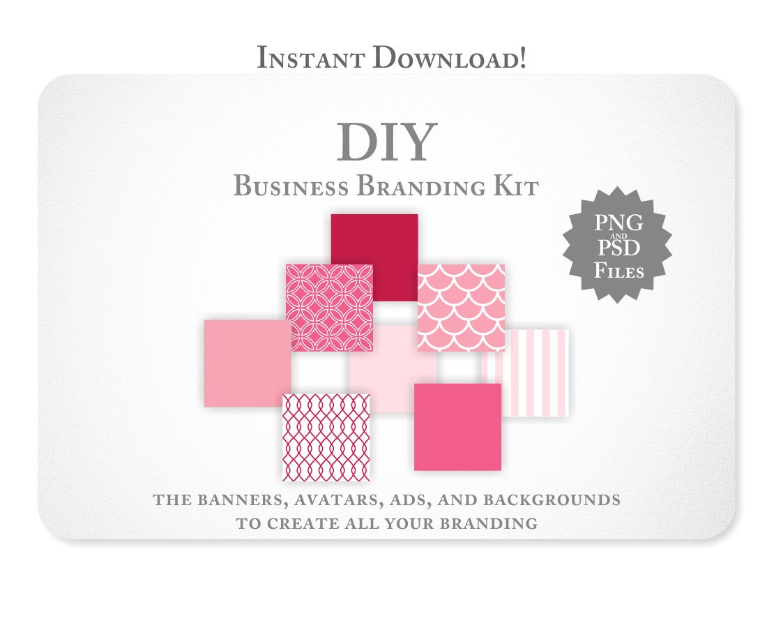 Business Branding Kit - Pre Sized Graphics - Instant Download - Facebook Twitter Etsy Shop Google Blog Backgrounds - Free Clipart w order