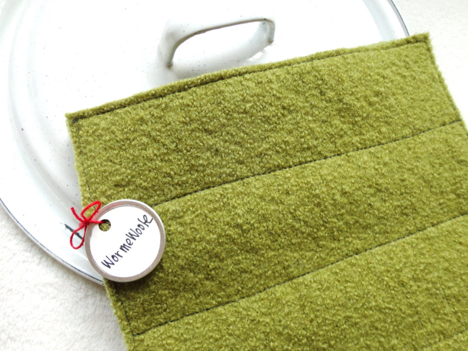 Eco Kitchen Pot Holders CHARTEUSE & CHARCOAL  Hot Pads Wool Potholders Upcycled by WormeWoole