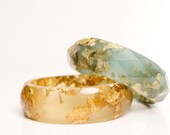 honey gold oval eco resin bangle bracelet with gold leaf flakes