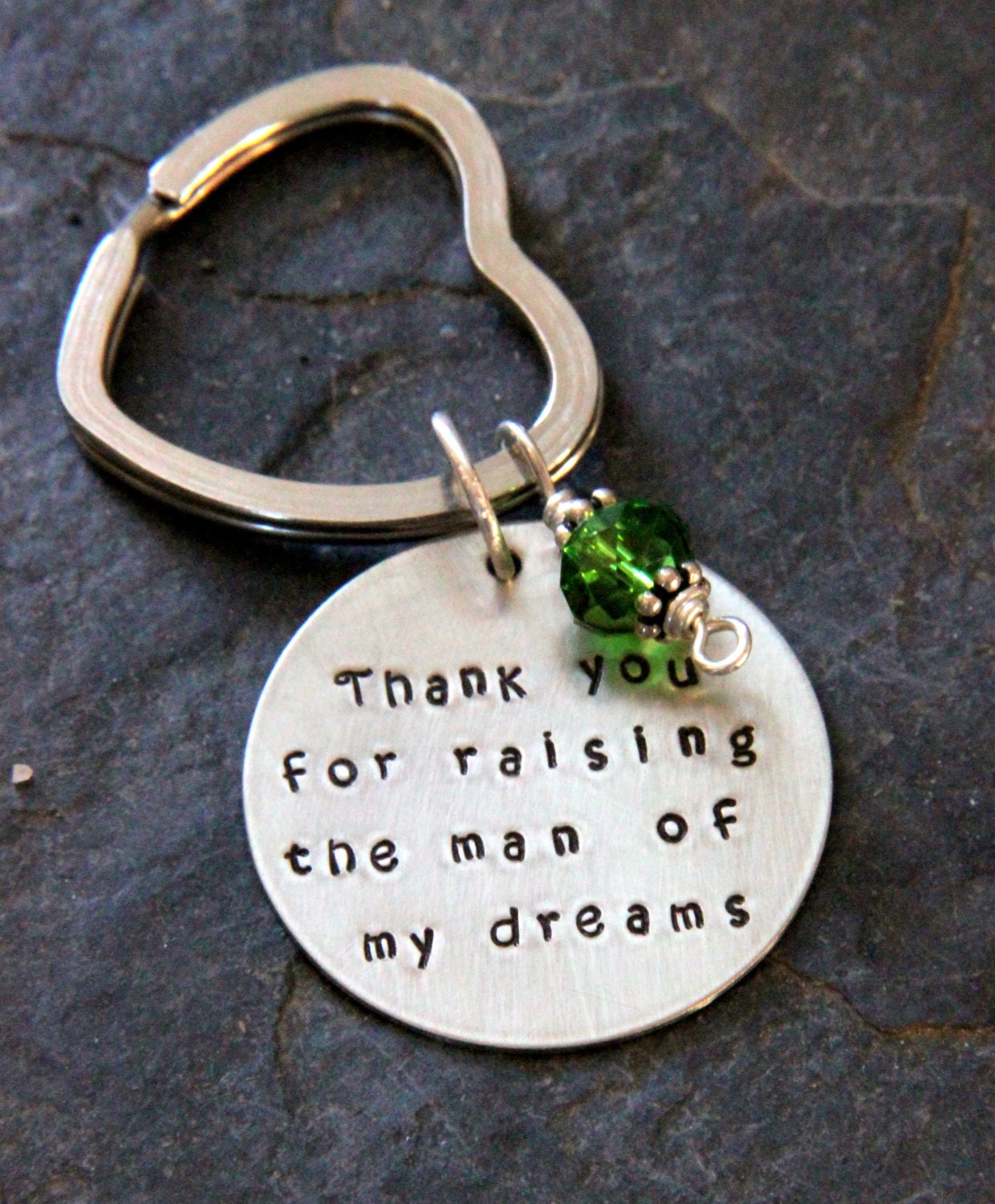 Personalized Thank You for Raising the Man Woman of my dreams Key chain, Hand Stamped Gift For Her, Valentines Gift For Her