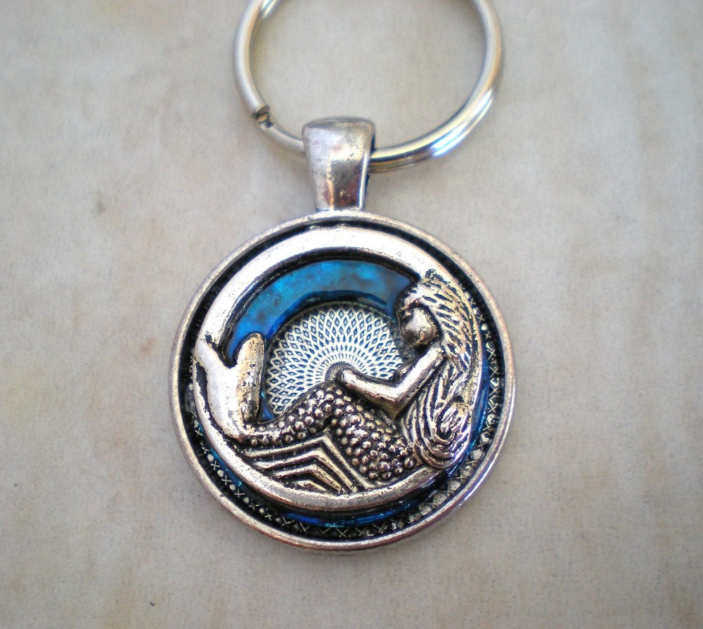 Mermaid Keychain: Blue - Fantasy Keychain - Spring Colors - Ocean Keychain - Sea Keychain - Mythical Creature - Cute Keychain