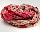 Infinity Scarf Silk Tocamade Scarves  Trendy... Beautiful scarf ...Vintage Flowers.. One Piece..ros
