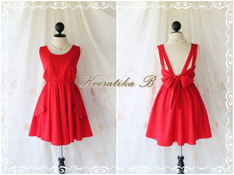 A Party - V Shape Dress  - Prom Party Cocktail Bridesmaid Dinner Wedding Night Dress Dark Red Glamorous Backless Cocktail Dress