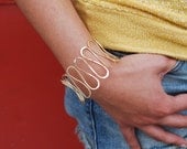 Handmade jewelry. Brass adjustable bracelet / bangle. Modern art jewelry.