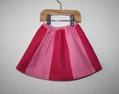 Baby Girl's Linen Skirt in Dark and Light Pink Panels - Size 12-24 Months.