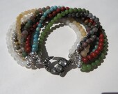The Four Seasons Bracelet - Natural Stone - 8 Rows - Spring Summer Fall Winter - Statement Jewelry - Unique - Ready to Ship B205