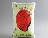 El Corazon Loteria Canvas Printed Pillow