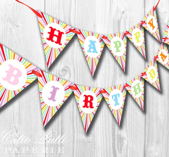 Carnival Party, Vintage Carnival Party, Circus Party - PRINTABLE BIRTHDAY BANNER - Cutie Putti Paperie Il_570xn