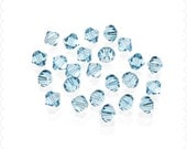 Aqua Swarovski Faceted Bicone Beads - 6mm - 24 pieces