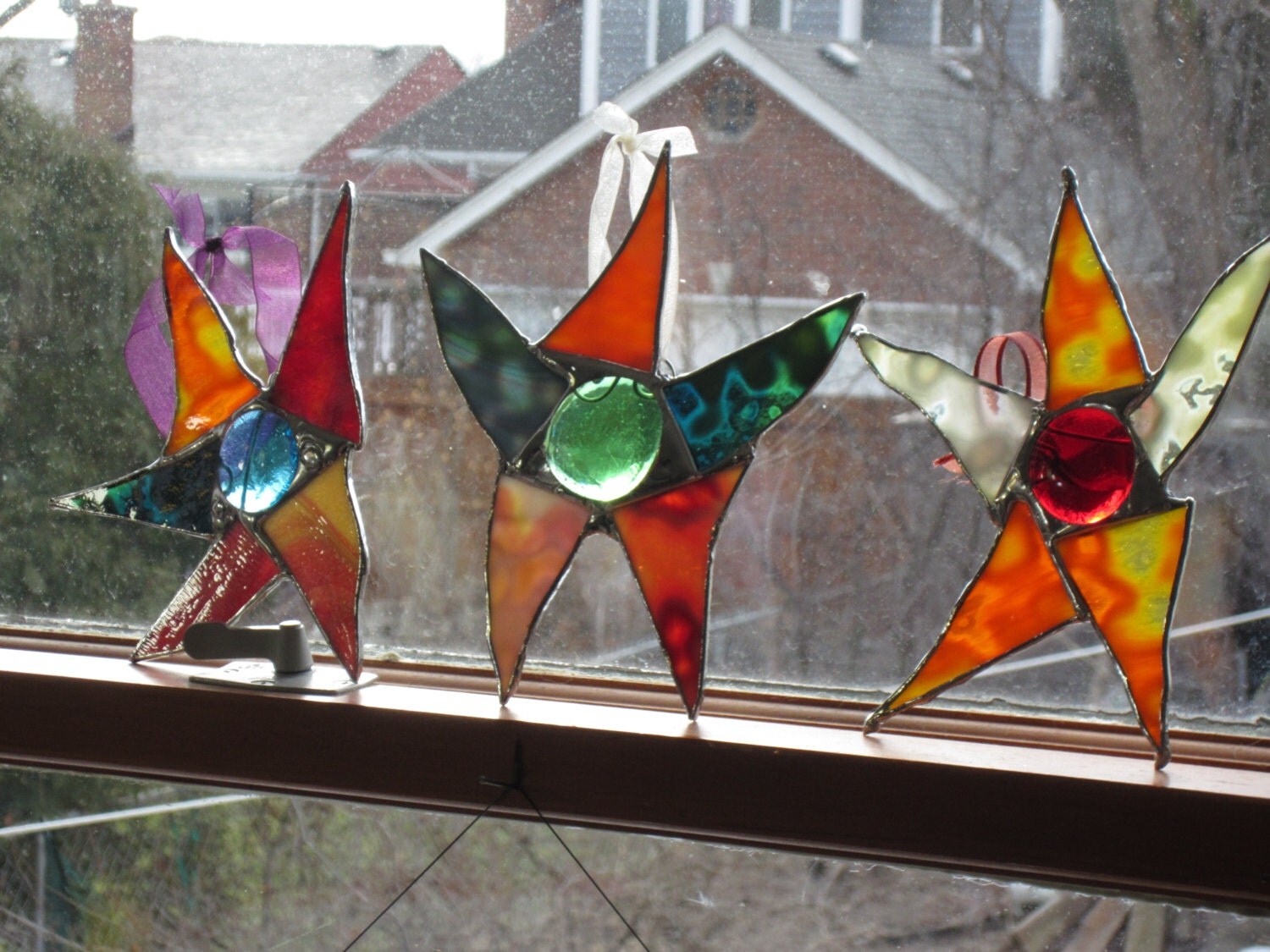 OUTDOOR ART decorations Stained glass GARDEN by stanfordglassshop