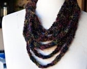 Black confetti crocheted necklace scarf