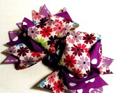 Girls Boutique Layered Hair Bow - Pretty Little Petals - Purple, Pink, White, Spring, Flowers