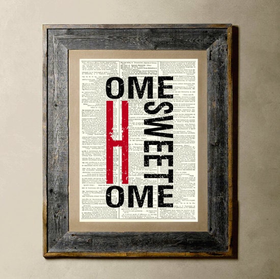 Home Sweet Home - Printed on a Vintage Dictionary Page 8X10