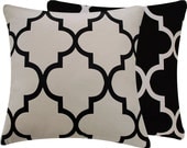 Quatrefoil Black Cream Pillow Cover 20x20 Moroccan Riad Lattice Living Room Pillow Home Decor, Ying and Yang Collection