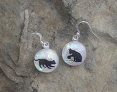 Cat Earrings  Dichroic Glass Earrings  Cat Jewelry