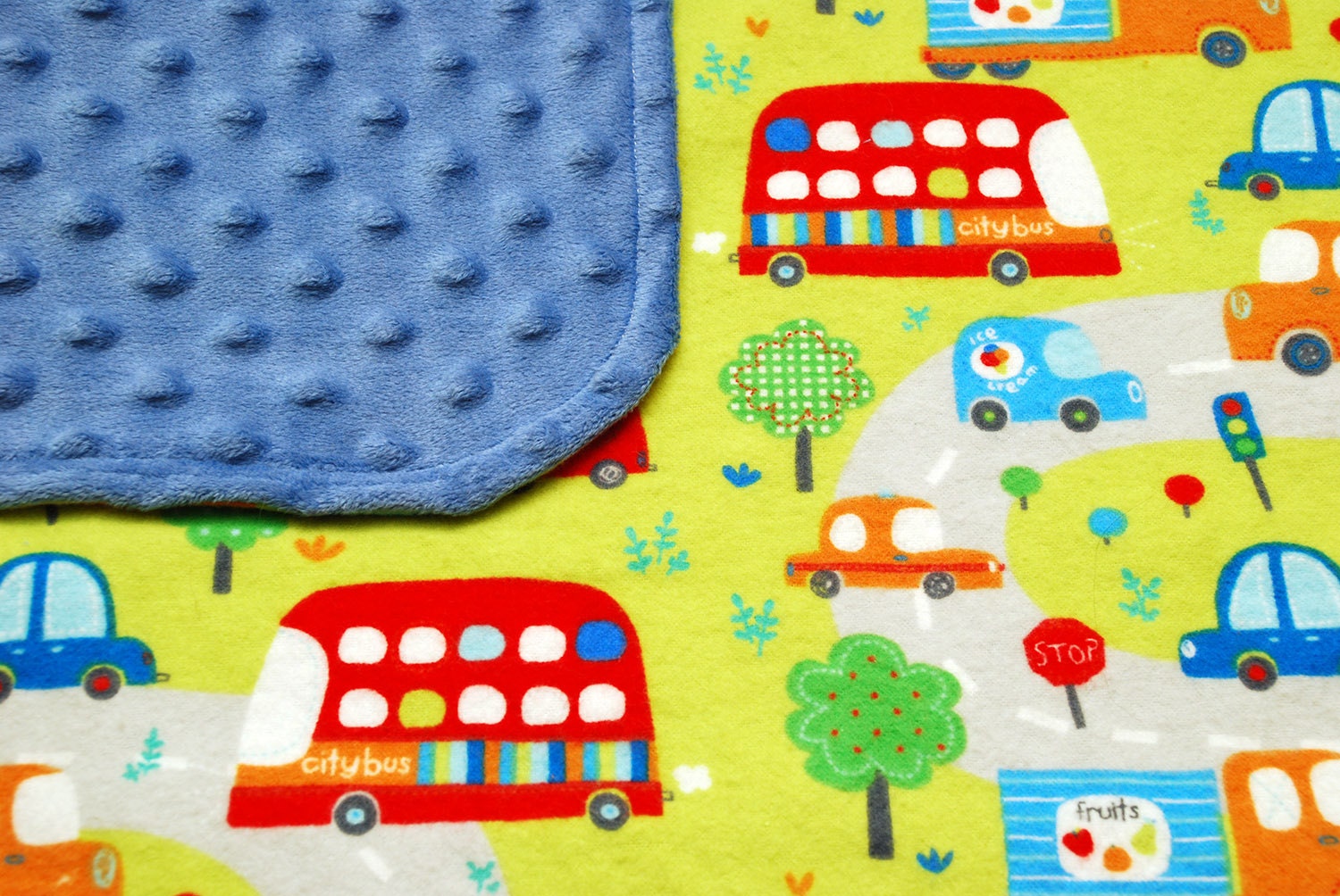 Baby boy blanket with minky backing - London Calling