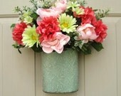 Spring Floral Door Pocket, Spring Wreaths, Pink Wreath, Baby Shower Decor, Bridal Shower Decor, Floral Wreath, Cottage Chic Front Door Decor