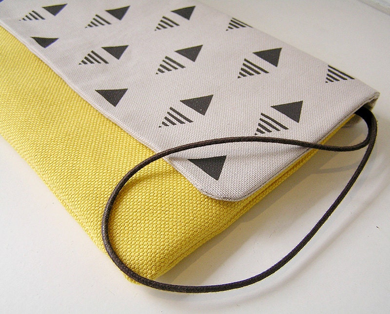 Hand screen printed cotton Clutch