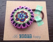 Button pony tail holder - Bold flower