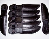 7 Groomsmen/Holiday Gifts-Hand Tooled Black Leather Knife Sheaths-item BS-01