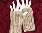 Crocheted Fingerless Gloves Mittens - dark oatmeal - handmade Fall Fashion Winter Fashion Winter Accessories by Sandy Coastal Designs