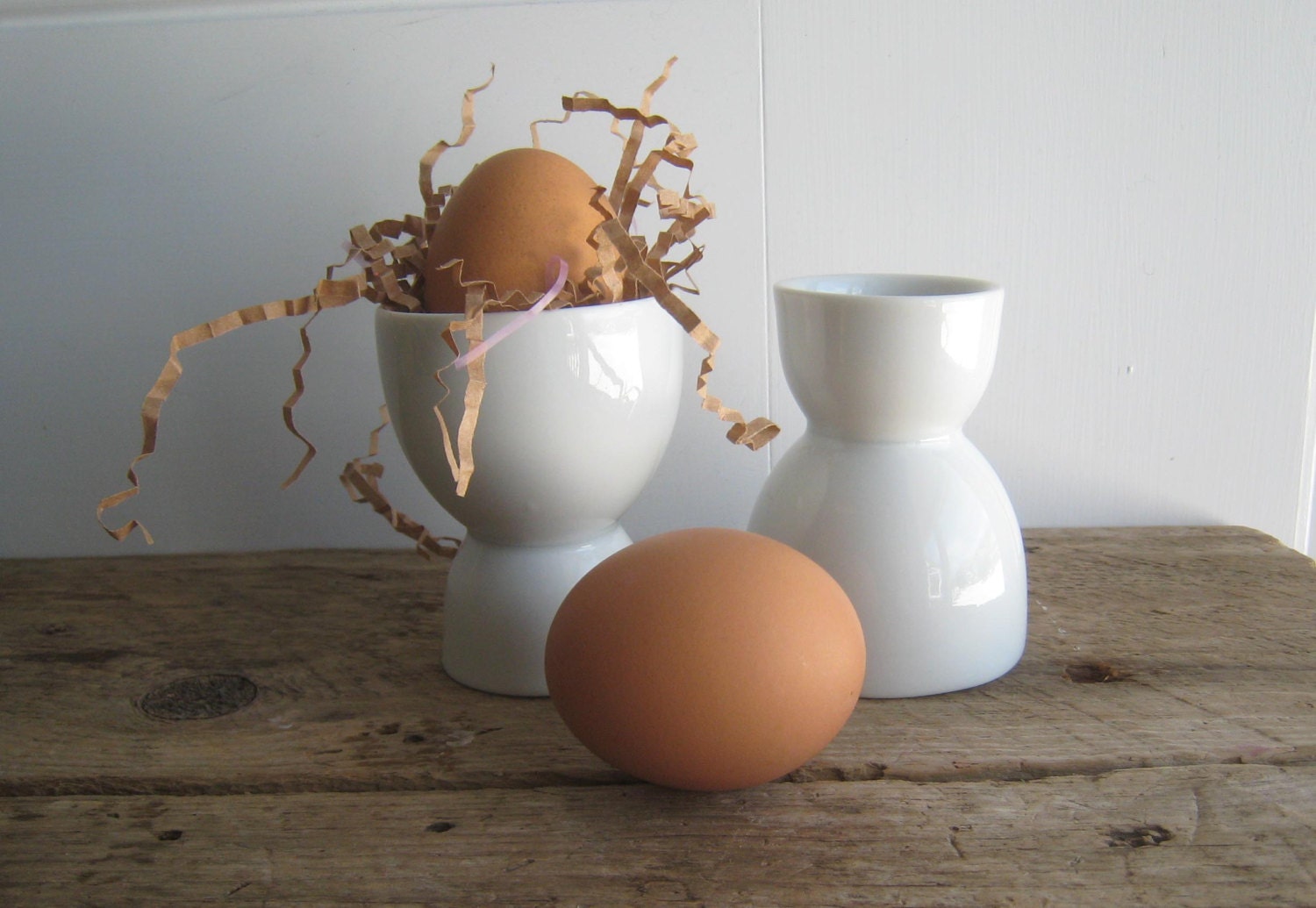 Pair of French White Porcelain Egg Cups - GentlemanlyPursuits