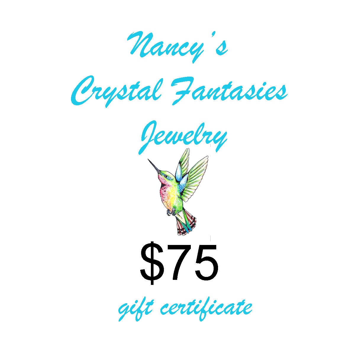 75 Dollar Gift Certificate, Christmas Gift, Last Minute Gift, Jewelry Gift