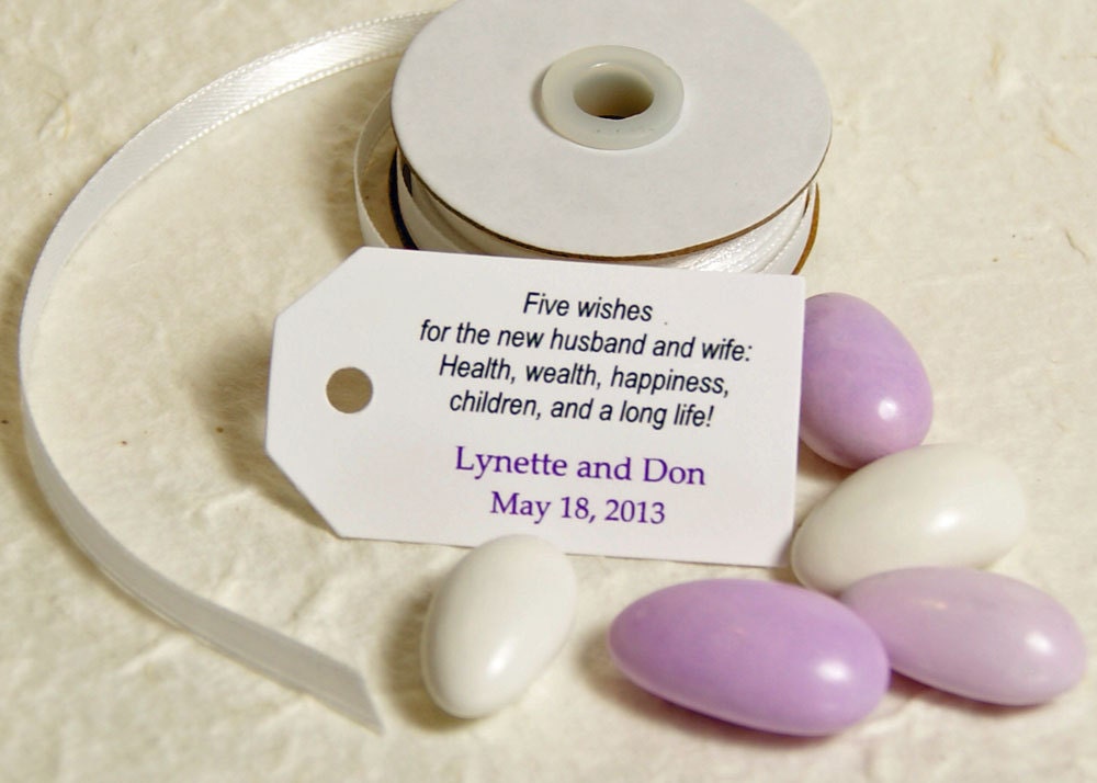 Jordan Almond Favor Tags Traditional Poem Dragees by iDoTags