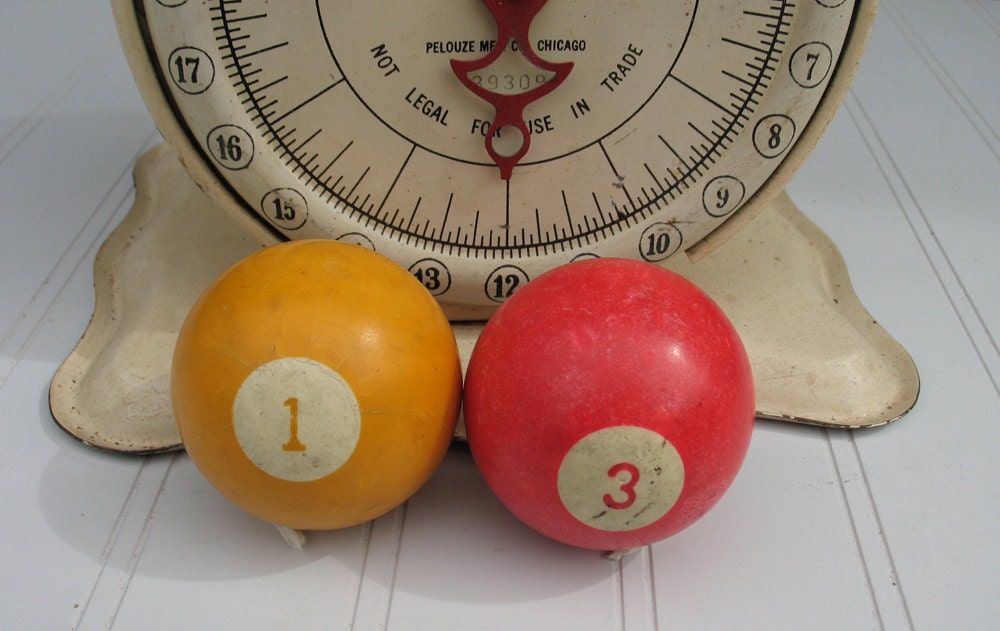 Vintage Pool Balls Number 1 and Number 3 Lucky 13